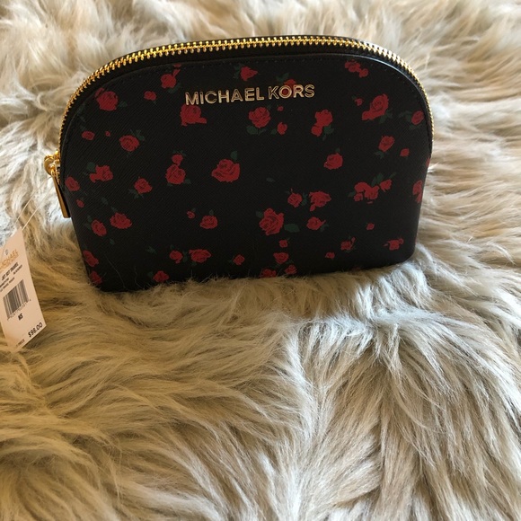 NWT Michael Kors roses floral cosmetic case travel - Picture 2 of 6